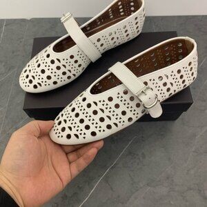 Women's White Cutout Mary Jane Shoes